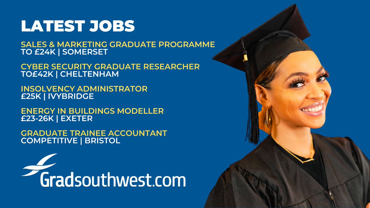 GradSWJobs's tweet photo. 🎓 Just some of the exciting #graduatejobs currently up for grabs at https://t.co/loA6GKO6Br
#somersetjobs #graduatetrainees #gradscheme #graduation #cheltenhamjobs #devonjobs #exeterjobs #bristoljobs #jobsearch #JobseekersWednesday https://t.co/rkp4Dbvg9g