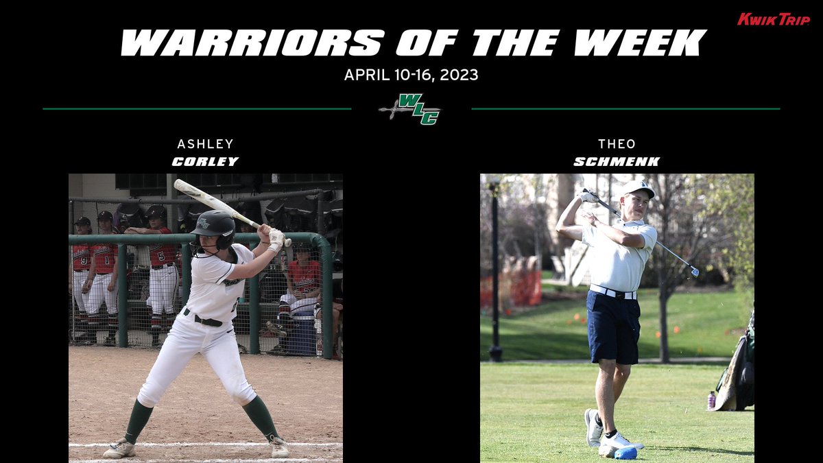 WOTW: Ashley Corley (SB) and Theo Schmenk (MGOLF) are the Kwik Trip Warriors of the Week for April 10-16, 2023. Read more about them and our past weekly winners at WLCSports.com.