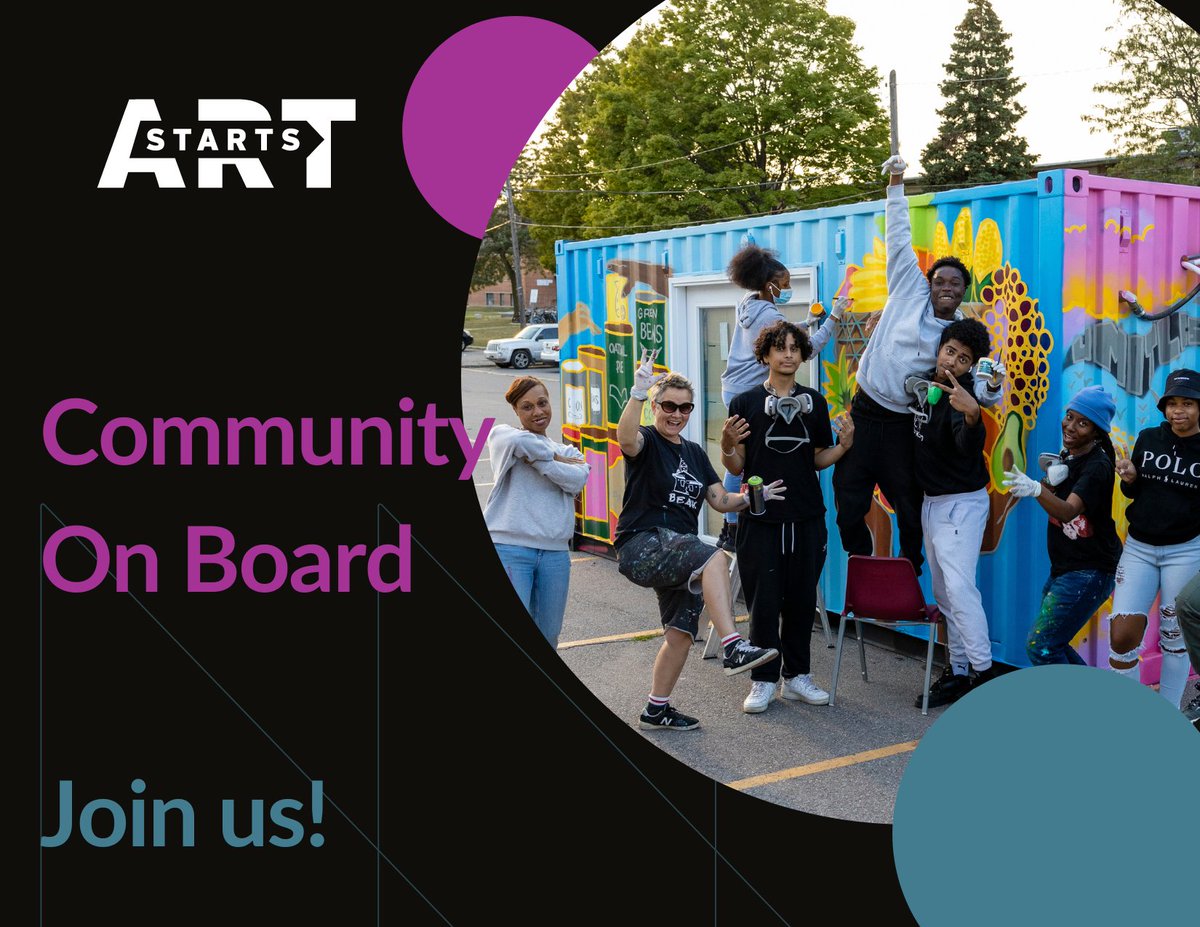 Passionate about community arts programming and live in the Art Starts neighbourhood? Join our board through our Community on Board program. Deadline to apply is April 28th. Read more about the opportunity and apply at: buff.ly/3Trp7MB