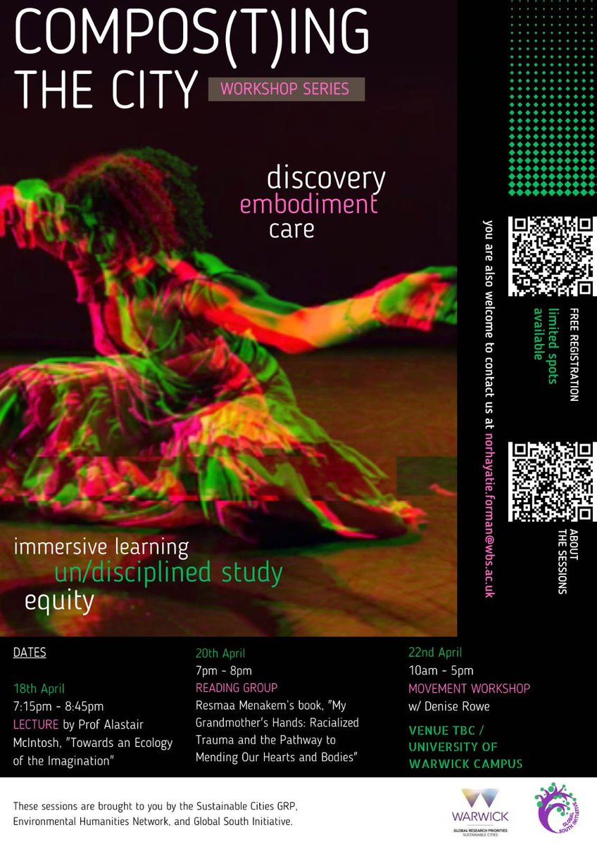 CitiesGRPUoW's tweet photo. Our Compos(t)ing the City Workshop Series kicks off tomorrow with a talk from Professor Alastair McIntosh on 'Towards an Ecology of the Imagination'! 

18.04.23/Online/7:15pm 

https://t.co/eP2OZFSua0 https://t.co/tYGaJFUAPl