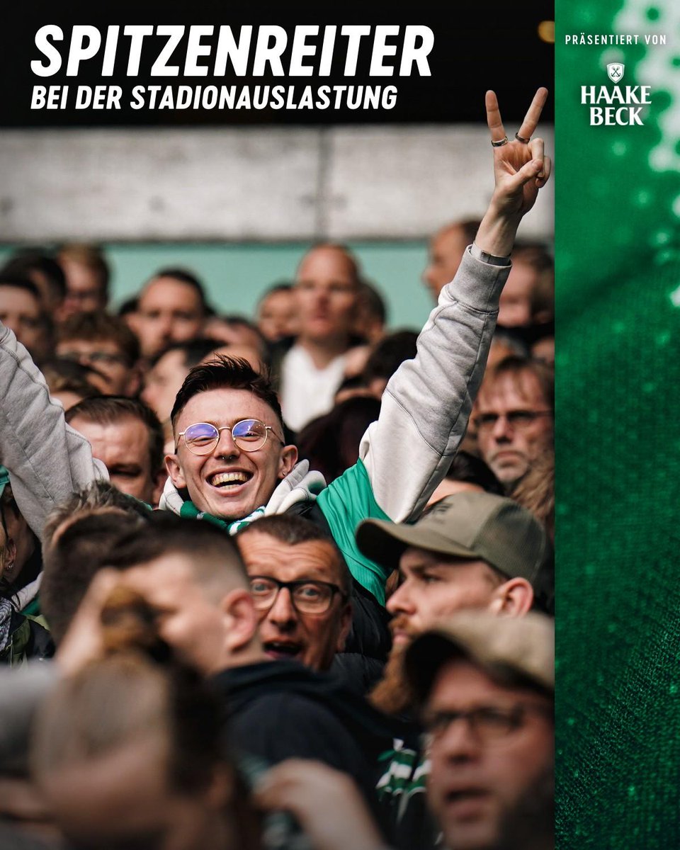 werderbremen's tweet photo. Ihr seid der Hammer! 💚🤍

Wir teilen uns zusammen mit dem FC Bayern den ersten Platz für die höchste Stadionauslastung! 🥇😍

In dieser Saison haben wir eine hundertprozentige Auslastung der Heimbereiche. 🔥💯

DANKE! 💚🤍

#werder https://t.co/Q4ZQgQaNLw