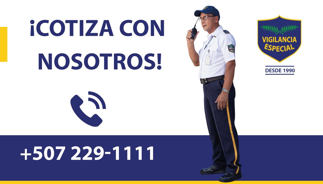 Nuestros vigilantes te brindan la mejor seguridad para tu residencia y negocio. Contáctanos a vigilanciaespecial@gvespecial.com o Tel: 229-1111
#VigilanciaEspecial #SeguridadPanama
