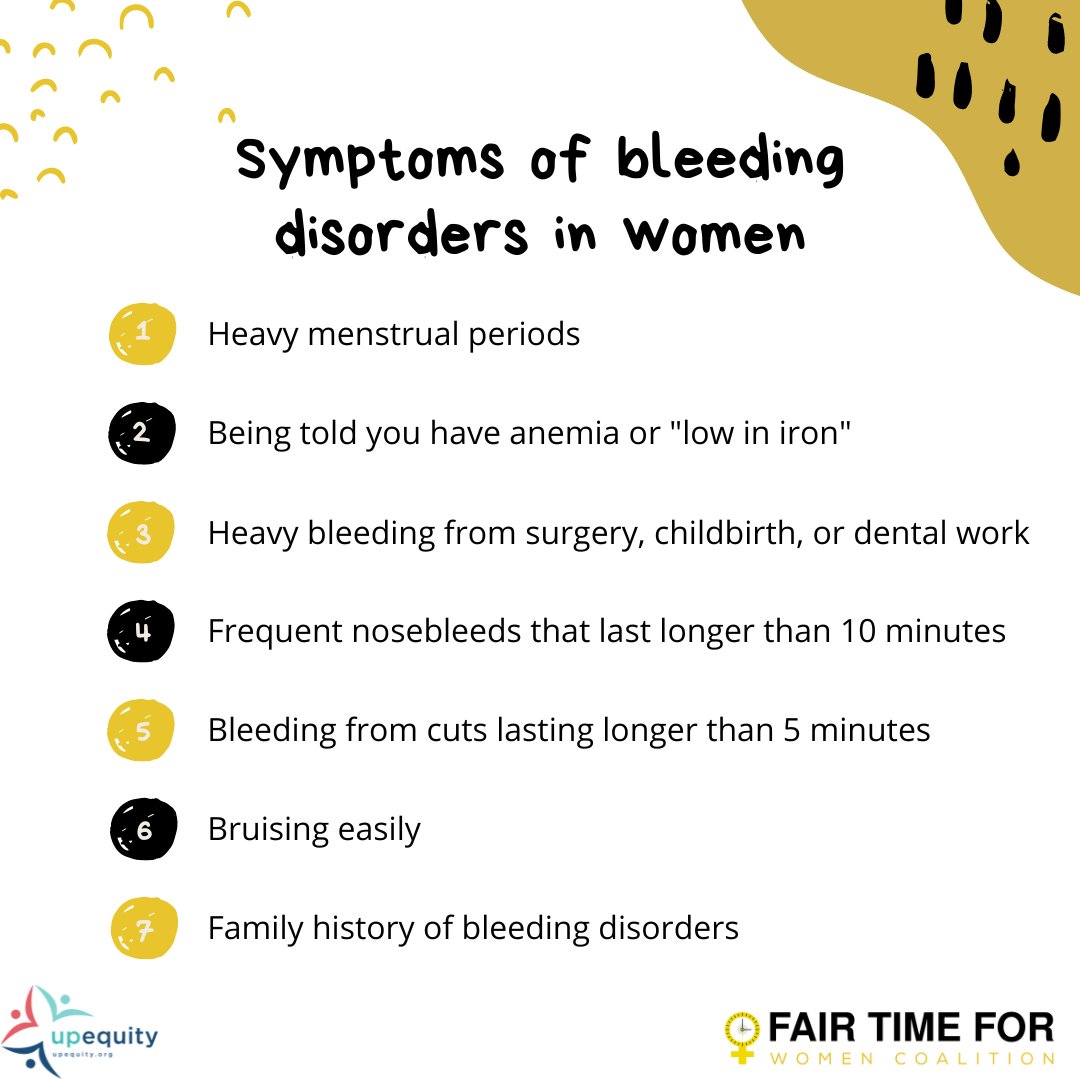 fairtime4women's tweet photo. We're live on Twitter! To celebrate World Hemophilia Day we'd like to share the symptoms of bleeding disorders in women. #worldhemophiliaday #womenbleedingdisorders #womenarebleederstoo https://t.co/ik4NSRCA0P