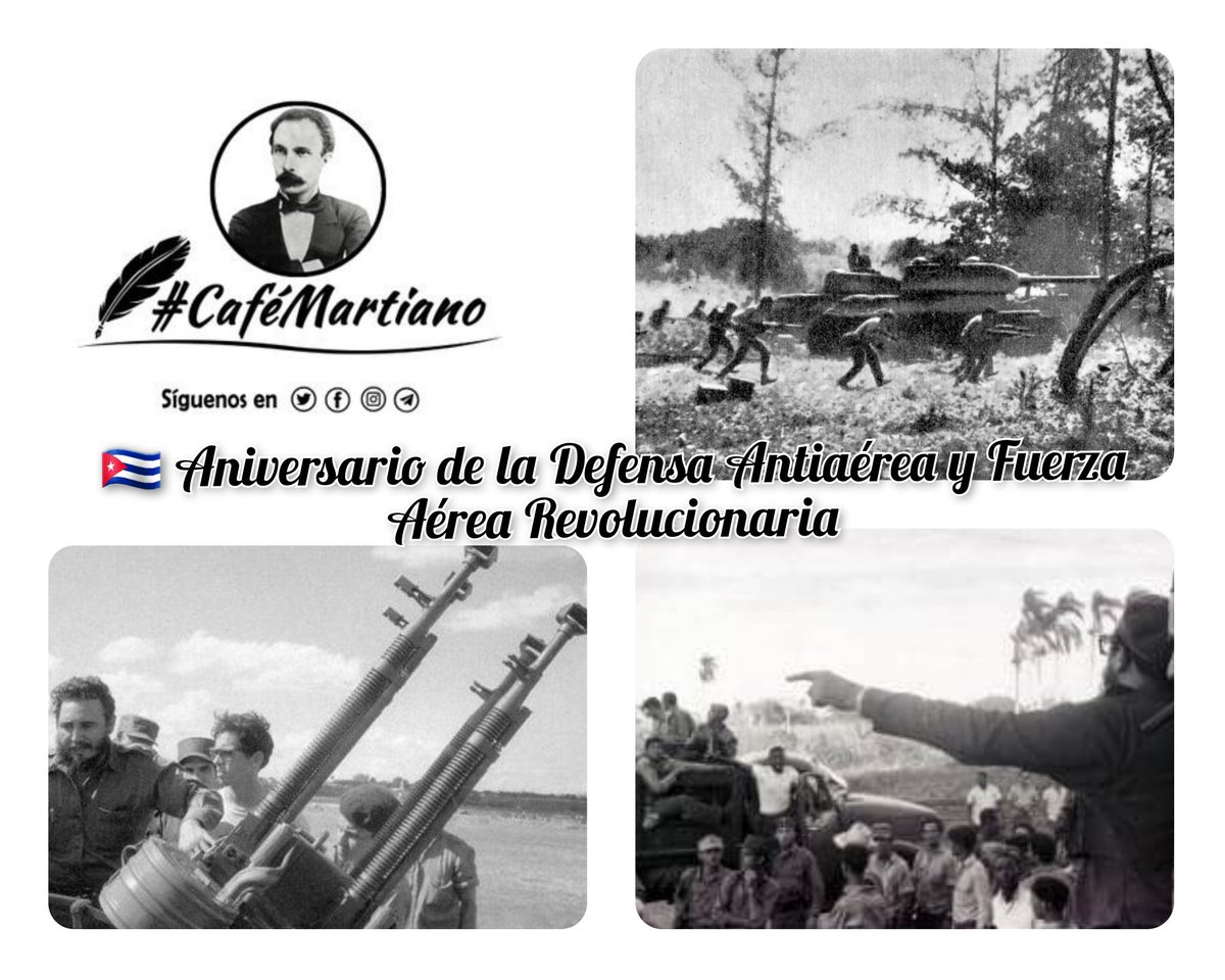 Buenos días 🇨🇺 #CaféMartiano 
#GirónDeVictorias: 17 de abril de 1961, invasión mercenaria por Playa Girón.

¡66 horas bastaron para vencer!

✍️“Quien se levanta hoy por Cuba se levanta para todos los tiempos".

"Se está combatiendo en defensa de la Patria sagrada". Fidel

#Cuba