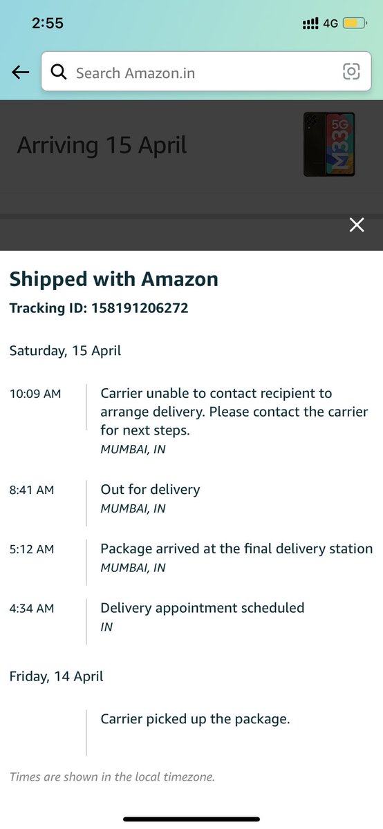 itsdheerajpal's tweet photo. I was supposed to get my order by 15/04/2023. And till date i have not received the package. Already contacted customer support and they are just giving false timeline every time.And the worst part is they have not attempted delivery again @AmazonHelp @amazonIN @PMOIndia https://t.co/8I5BJMZSDw