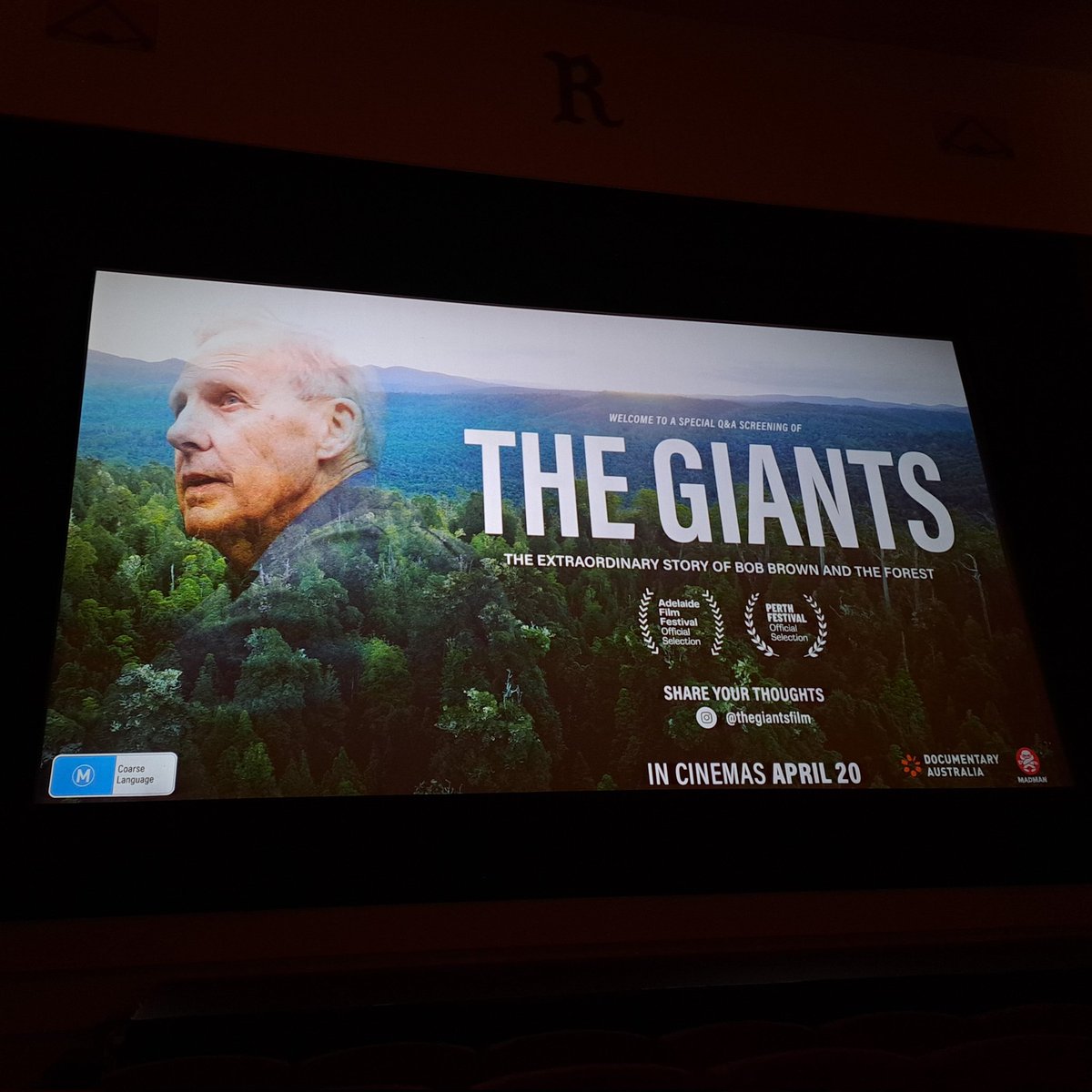 At @randwickritz to watch #TheGiants - The Extraordinary Story of #BobBrown and the #Forest. 🌳 #trees #environment #thegiantsfilm