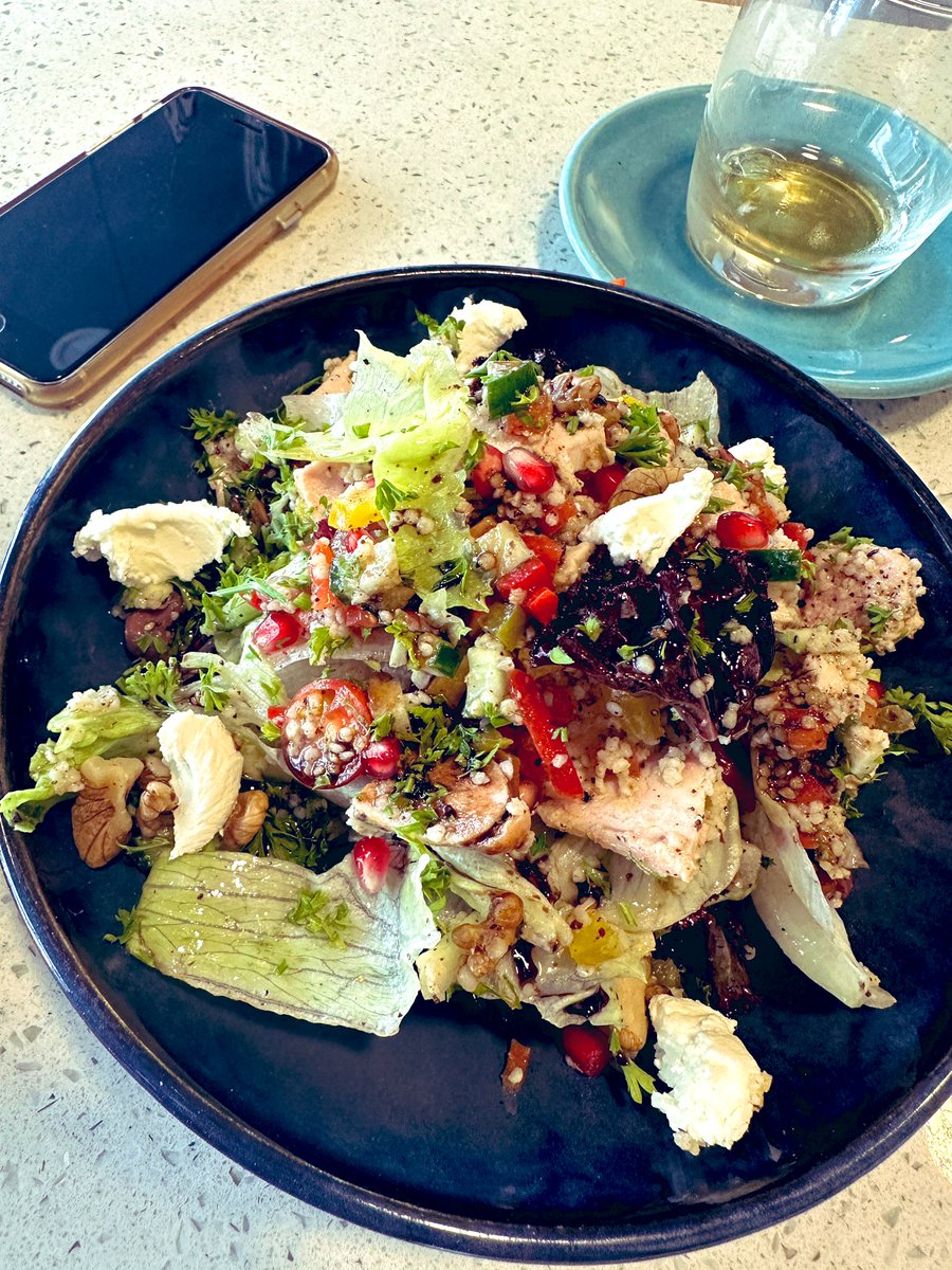 #milletsalad with #grilledchicken and #coldbrew for lunch. Perfect way to beat the heat. #SummerVibes #