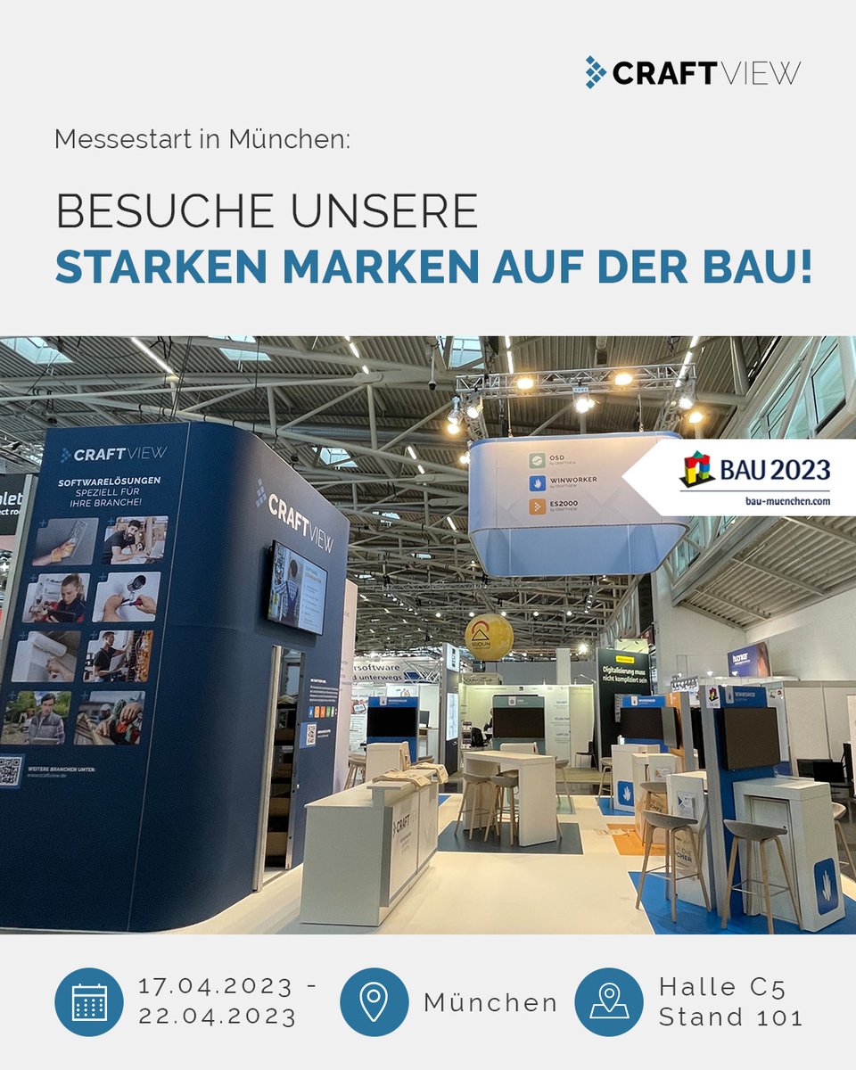 craftview_eur's tweet photo. Heute startet die BAU!
Lerne bis zum 22.04. unsere Marken WINWORKER, ES2000 &amp; OSD auf unserem Stand in München kennen: Halle C5, Stand 101.

➡ https://t.co/WWzZOgRe7i

Das CRAFTVIEW-Team

#craftview #weltleitmesse #messe #messemuenchen #bau2023 #winworker #osd #es2000 https://t.co/oZEEyX7kD0