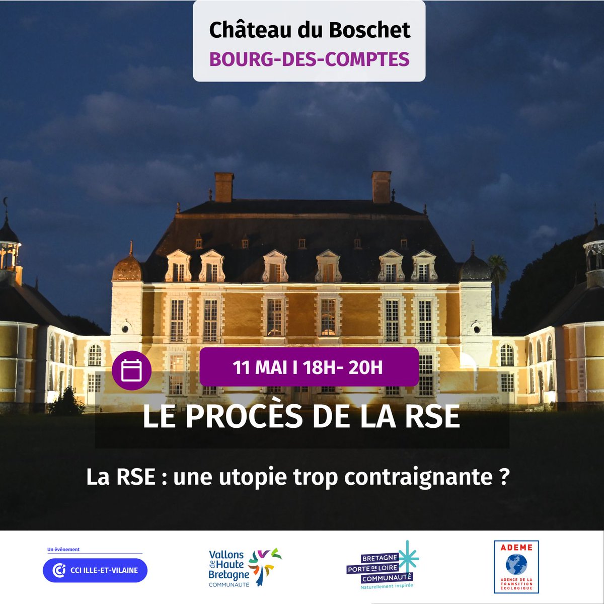 📢<a href="/VHBCEntreprend/">VHBC Entreprendre</a>, le service Développement économique de #VHBC, et <a href="/CCI_35/">CCI Ille-et-Vilaine 🇫🇷🇪🇺</a> organisent le procès de la #RSE, une façon originale de parler de ce sujet.
Toutes les #entreprises sont invitées 👉ille-et-vilaine.cci.fr/agenda/le-proc…