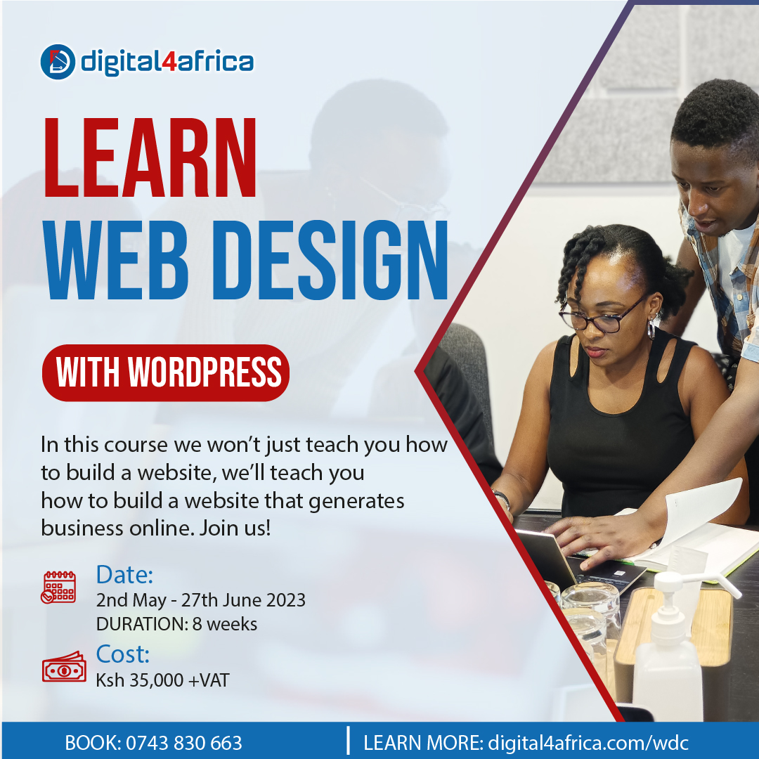 Digital4Africa's tweet photo. Join our web design course from 2nd May-27th June (8 weeks) & learn how to design and develop websites that are not only visually appealing but also optimized to sell.
Call 0743 830 663 to book your slot!
#WebDesignCourse #LearnWebDesign #WebsitesThatSell #D4A #Digital4Africa https://t.co/zXp38yJk39