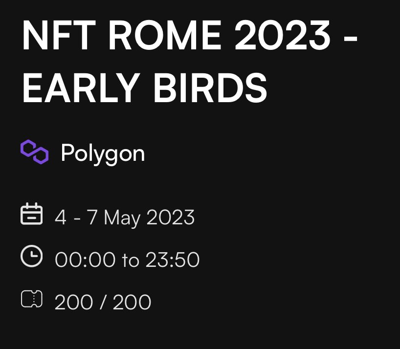 The event of the people for the people ➡️ Early bird tickets:
SOLD OUT🎟️

4 days digital art &amp; culture festival, international guests, art gallery &amp; party every night.

Talks on decentralisation, CryptoArt, AI &amp; the future of blockchain tech🔥

0 marketing 0 ads 
only community🙃