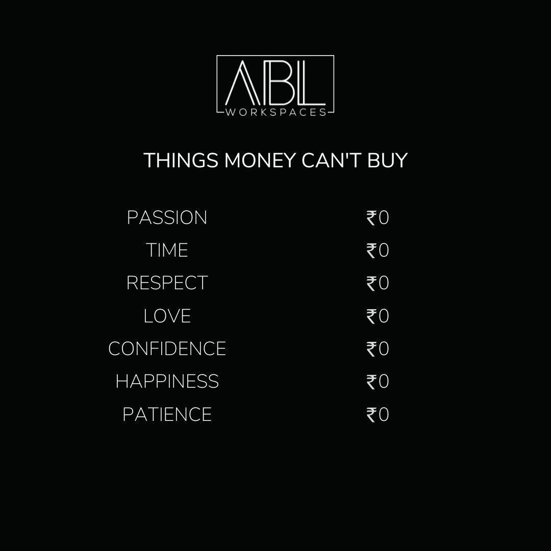 ABLWorkspaces's tweet photo. Money is not always the answer.  

#livestyle #coworking #passion #time #respect #love #confidence #happiness #patience #coworking #delhincr https://t.co/Iwq6XvOK0K
