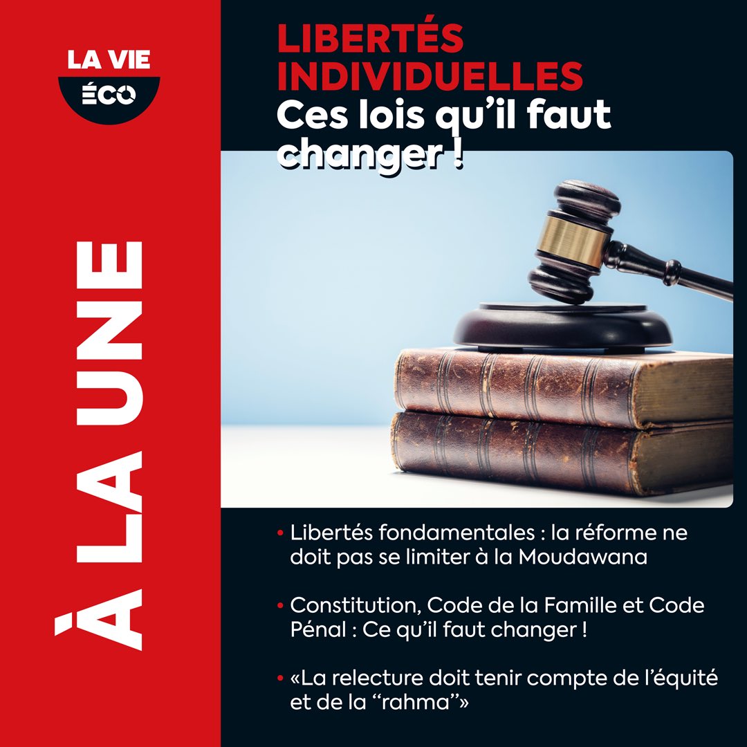 🗞️🚨 | En Couv’ cette semaine : Quelles lois pour quelle société ? 

La liberté du culte, l’héritage, les relations extra-conjugales, l’avortement, la filiation, le mariage des mineurs, l’héritage des non-musulmans et la tutelle légale. Constat et propositions ⬇️⬇️ (Thread)