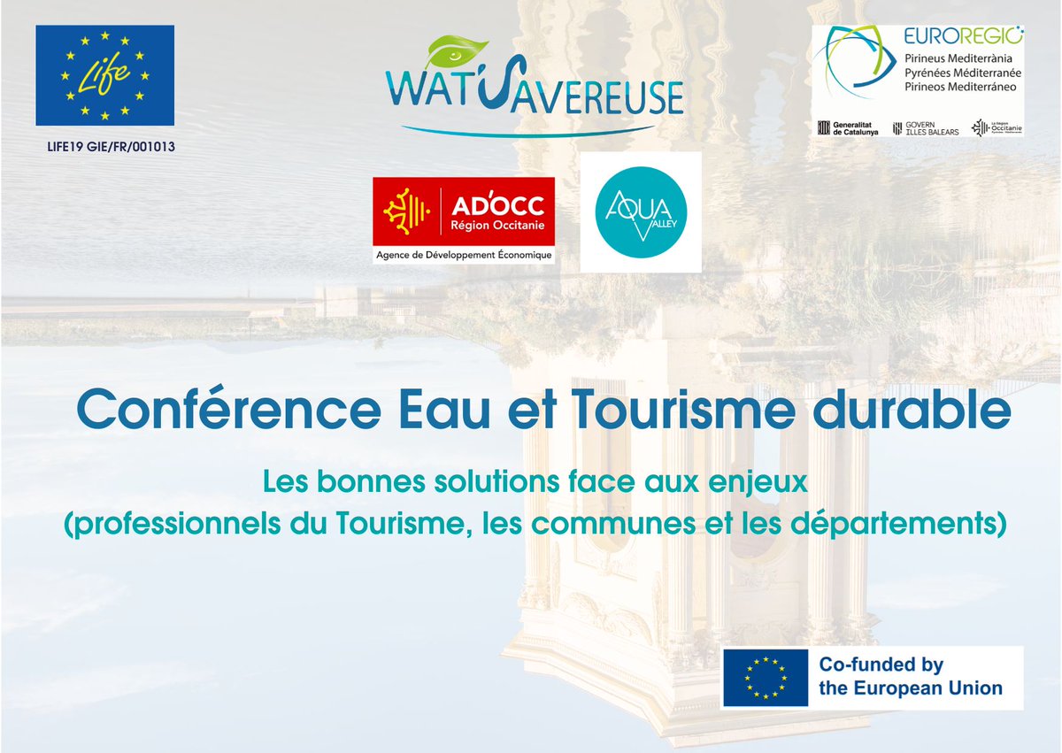watsavereuse's tweet photo. 📢 Ce 19 avril 2023 aura lieu la Conférence Eau et Tourisme durable : les bonnes solutions face aux enjeux coorganisé par @ADOCC_ et @PoleAquaValley
avec la contribution du coordinateur du projet @LIFEprogramme 🇪🇺 #WATSAVEREUSE l'@Euroregion
~💧#WSR2 📍Montpellier https://t.co/5emDci6HcY