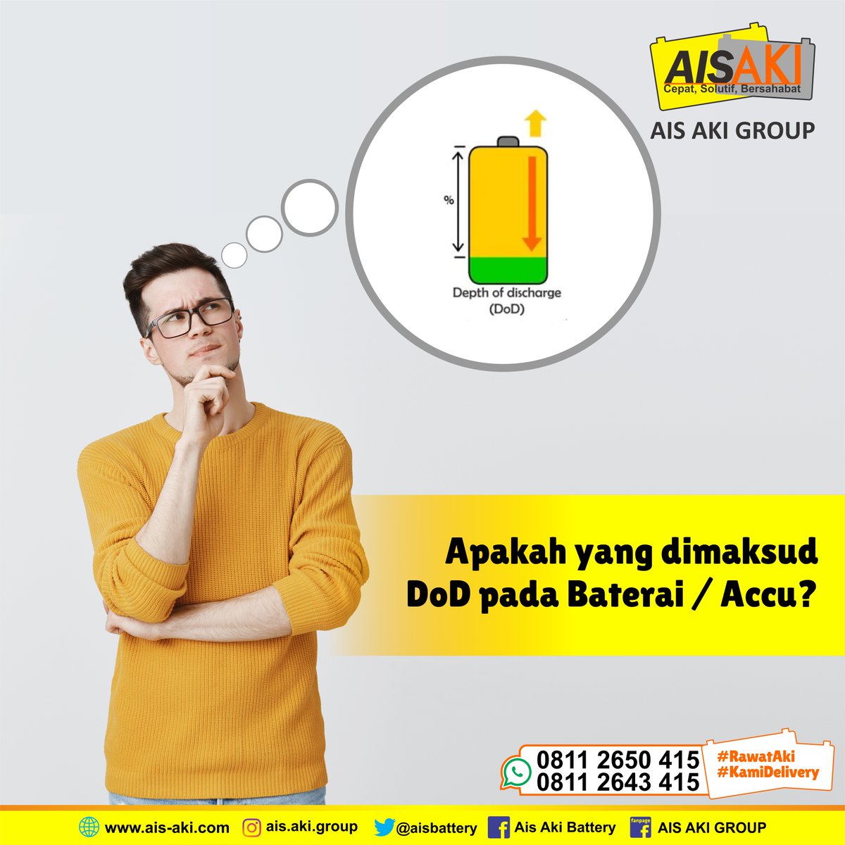 Aisbattery's tweet photo. Halo sobat minAis, apakah sudah tau tentang DoD pada baterai?
DOD (Depth of Discharge) atau kedalaman pemakaian adalah ukuran seberapa dalam baterai telah digunakan atau dikuras dalam suatu siklus pengisian dan pengosongan https://t.co/p0uINM3iZP
