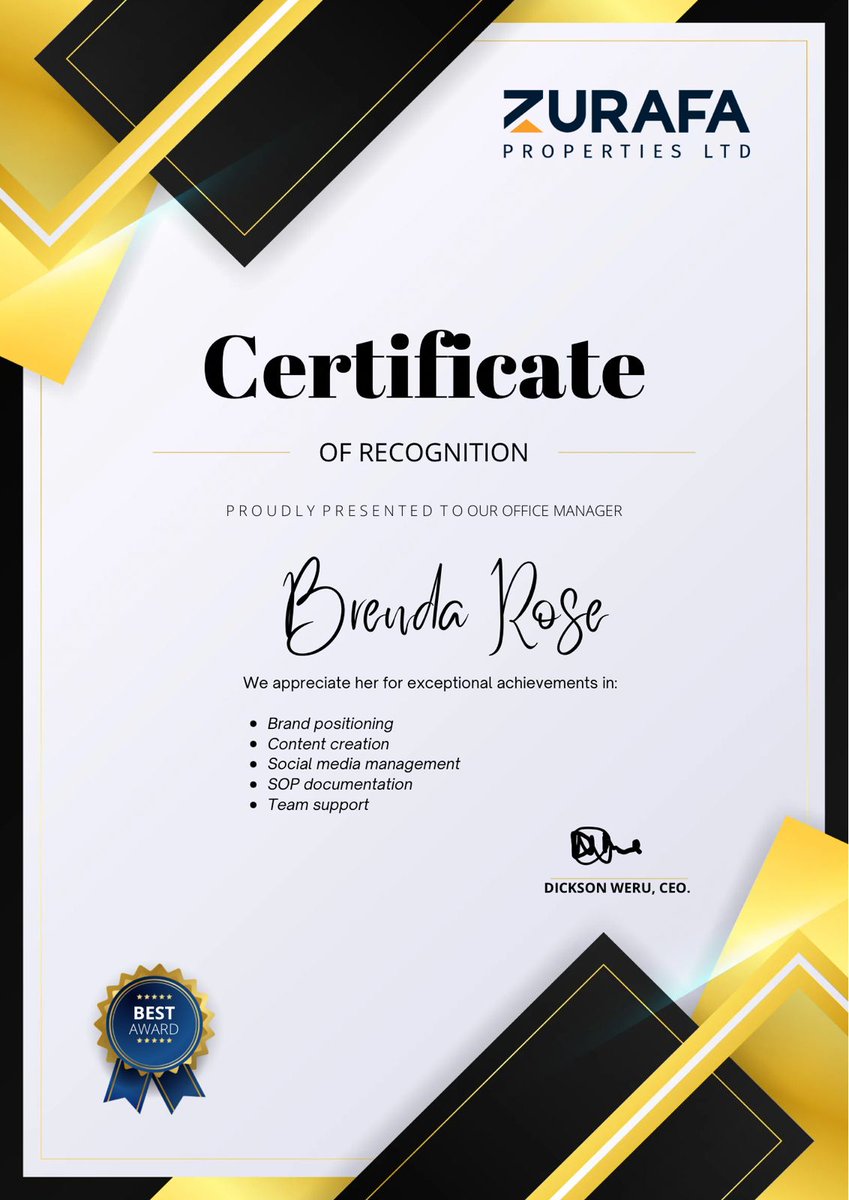 ZurafaLtd's tweet photo. We are happy to have you as a member of our team Brenda. 🎉 https://t.co/UsnMUGxXyu