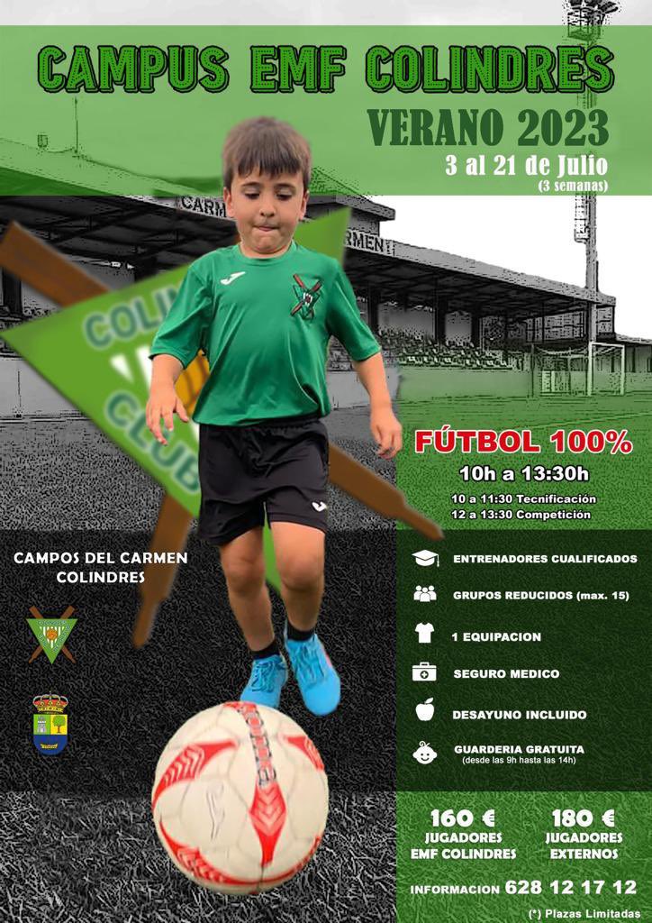 💚⚽️🤍

Ya tenemos aquí el Campus de Verano del <a href="/CDColindresyEMF/">C.D. Colindres y E.M.F</a> ☀️ 

No dejes pasar la oportunidad de seguir aprendiendo a disfrutar de tu deporte favorito de la mejor forma posible ⚽️💪

Te esperamos‼️

#colindresyfútbol