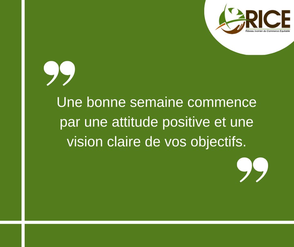 ricequitable's tweet photo. 🇫🇷 Le RICE souhaite à tous un excellent début de semaine !
#CommerceEquitableCi #fairtrade #RICE https://t.co/b8o9N8rLLO