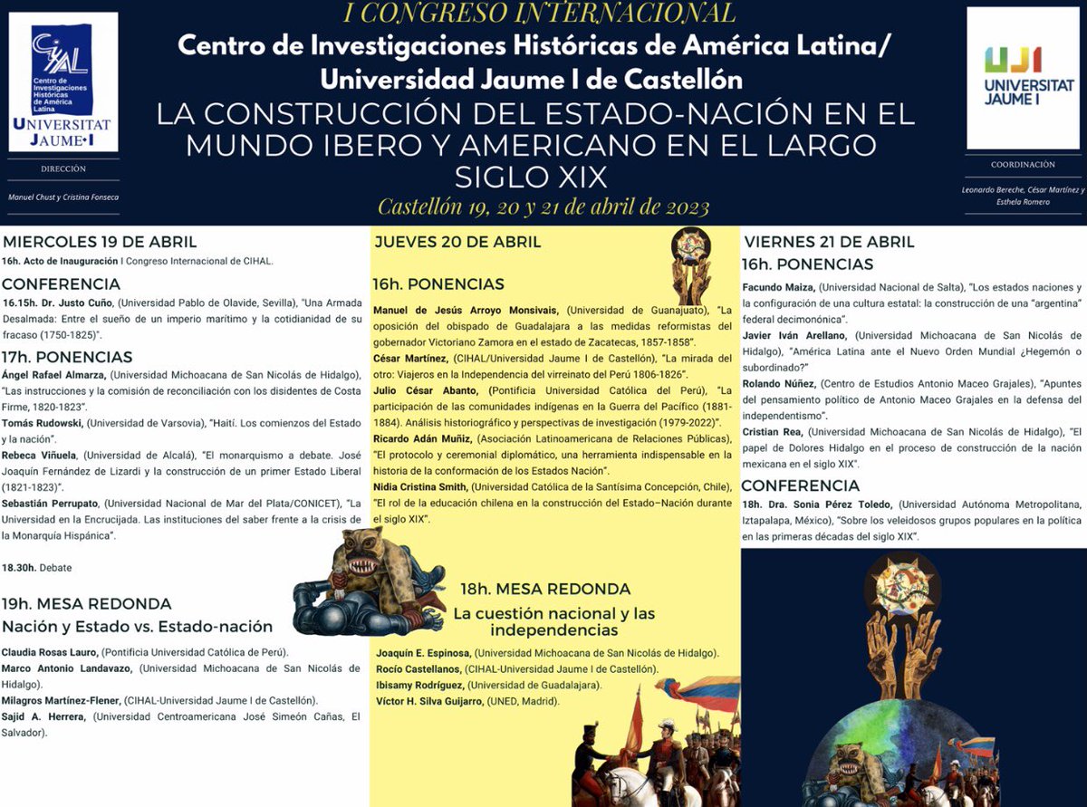 I Congreso Internacional: “LA CONSTRUCCIÓN DEL  ESTADO-NACIÓN EN EL MUNDO IBERO Y AMERICANO EN EL LARGO SIGLO XIX. Castellón, 19, 20 y 21 de abril de 2023.