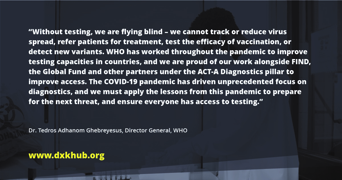 The @ACTAccelerator Diagnostics Pillar created a Knowledge Hub to consolidate resources & learnings from the #COVID19 pandemic.📢 The site is now live! Visit dxkhub.org to learn more. @DrTedros shares on the importance of diagnostics. ⤵️ @FINDdx @GlobalFund @WHO