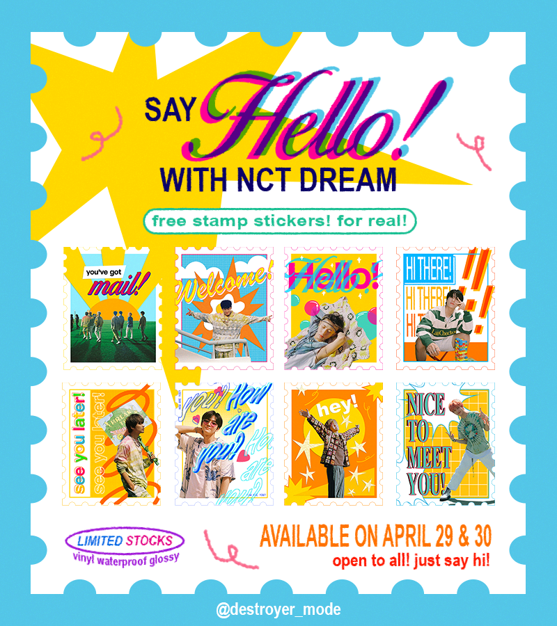 destroyer_mode's tweet photo. say hello with nct dream ! (^０^)ノ

catch these hello future inspired stamp sticker sets during tds2 !

loc and time to be posted ! just show this tweet to claim ! rt and likes are much appreciated !
see u !ヾ(*'▽'*)

#THEDREAMSHOW2_in_MANILA #TDS2inMNL #TDS2inMANILA https://t.co/qvGFLZbMkE