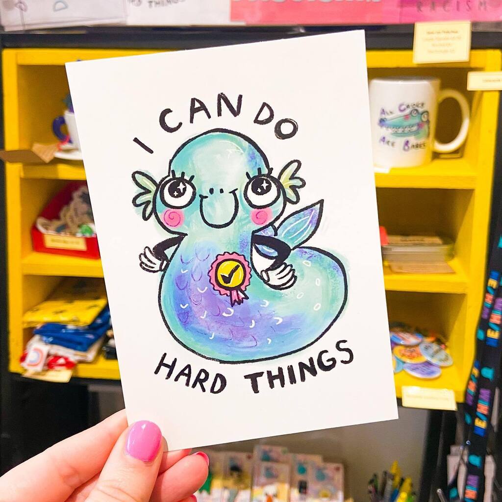 A little reminder for a Monday morning ✨ be kind to yourselves today, and for the rest of the week if that’s not too much of a stretch! 
Postcard by @happyearthhandmade instagr.am/p/CrIgIJqsBk1/