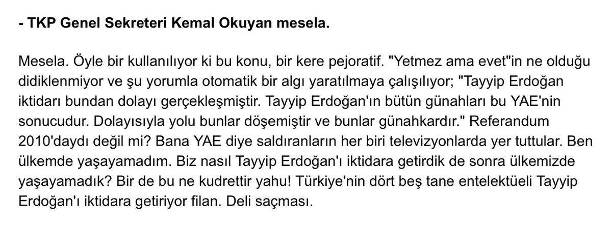OkuyanKemal's tweet photo. t24’te Çandar bunları demiş. Daha ayrıntılı bir değerlendirme yapacağız elbette. Madem “dekor” dediği “yoldaş”larından ses çıkmıyor, madem “dekor güzelleştirir” özrüyle geçiştirince mesele halloluyor! Ama şimdiden söyleyeyim Çandar’ın sicilinde YAE sadece bir dekordur! https://t.co/yoTLETs3in