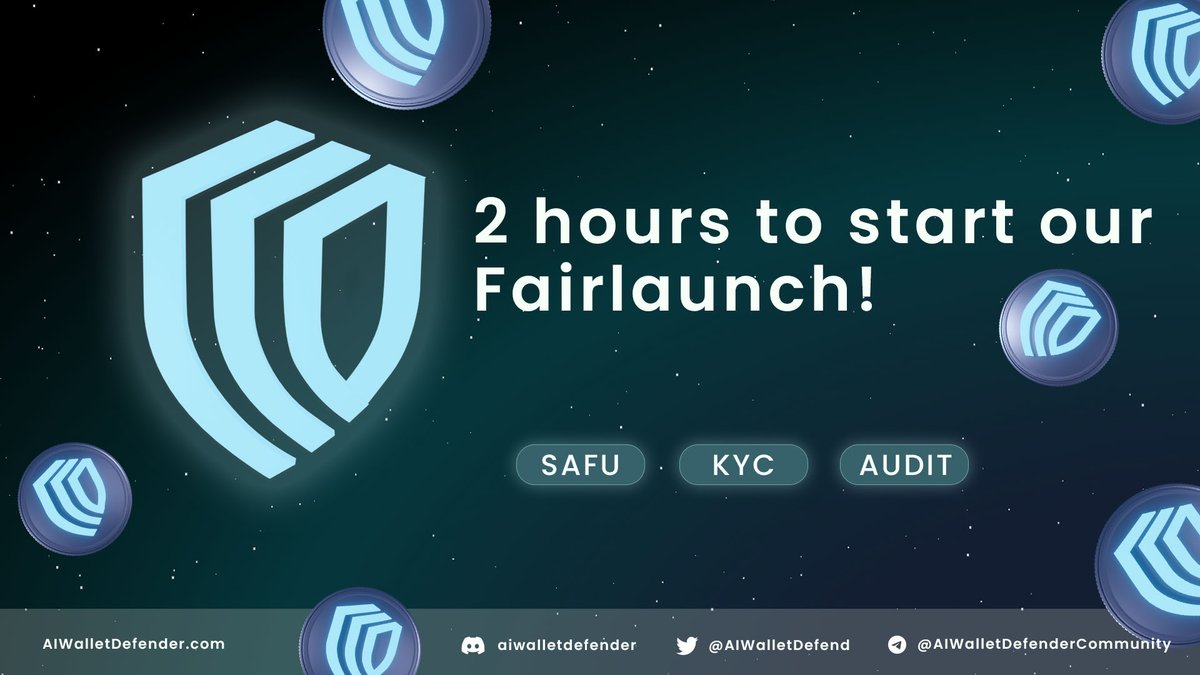 AIWalletDefend's tweet image. Only 2 hours to start our Fairlaunch! 

🚀🚀🚀

pinksale.finance/launchpad/0xaf…