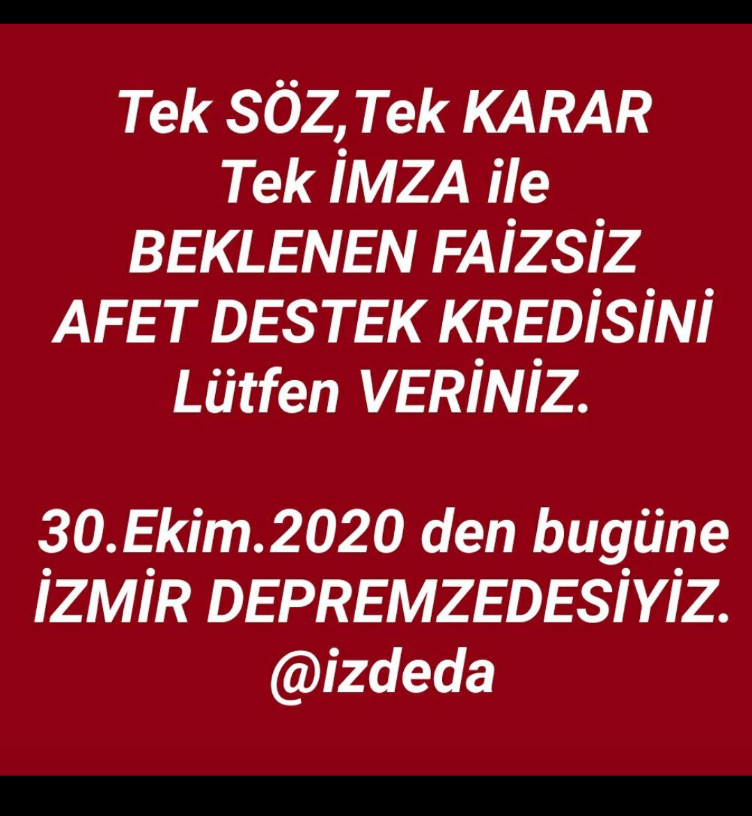 <a href="/hikmet_gurbuz/">Hikmet 🌻🌞 Emekli</a> <a href="/murat_kurum/">Murat KURUM</a> <a href="/csbgovtr/">T.C. Çevre, Şehircilik ve İklim Dğş. Bakanlığı</a> <a href="/RTErdogan/">Recep Tayyip Erdoğan</a> İZMİR'de depremden evlerimiz yıkıldı/yıktırıldı.Günün pahalılık ve kredi koşullarında ÜÇ YIL GEÇTİ evlerimizi halâ yaptıramıyoruz.
🔹EV YIKIK!
🔹PARAMIZ YOK!
🔹FAİZSİZ KREDİ VERENDE YOK!
🔸Emekli maaşıyla 
FAİZLİ KREDİ
ÖDENİR Mİ?
 #YettiGari
#İzmireKulakVerin
#Depremİzmir
<a href="/izdeda/">İzmir Depremzedeleri Dayanışma Derneği (İZDEDA)</a>