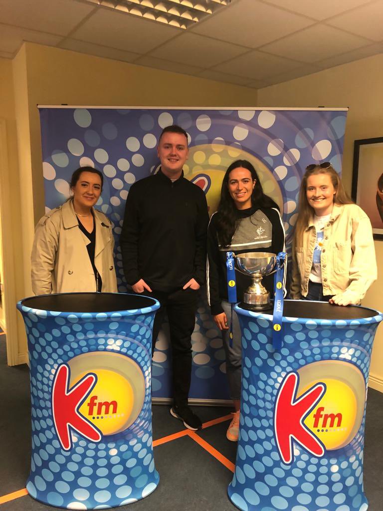 Huge thanks to <a href="/KildareLGFA1/">Kildare LGFA</a> players Grace Clifford, Sarah Munnelly and Aoife Rattigan for dropping into Kfm with their Division 3 league trophy this morning. You can hear more reaction to their win over Clare on this evening’s Kildare Scoreboard from 6.30pm.