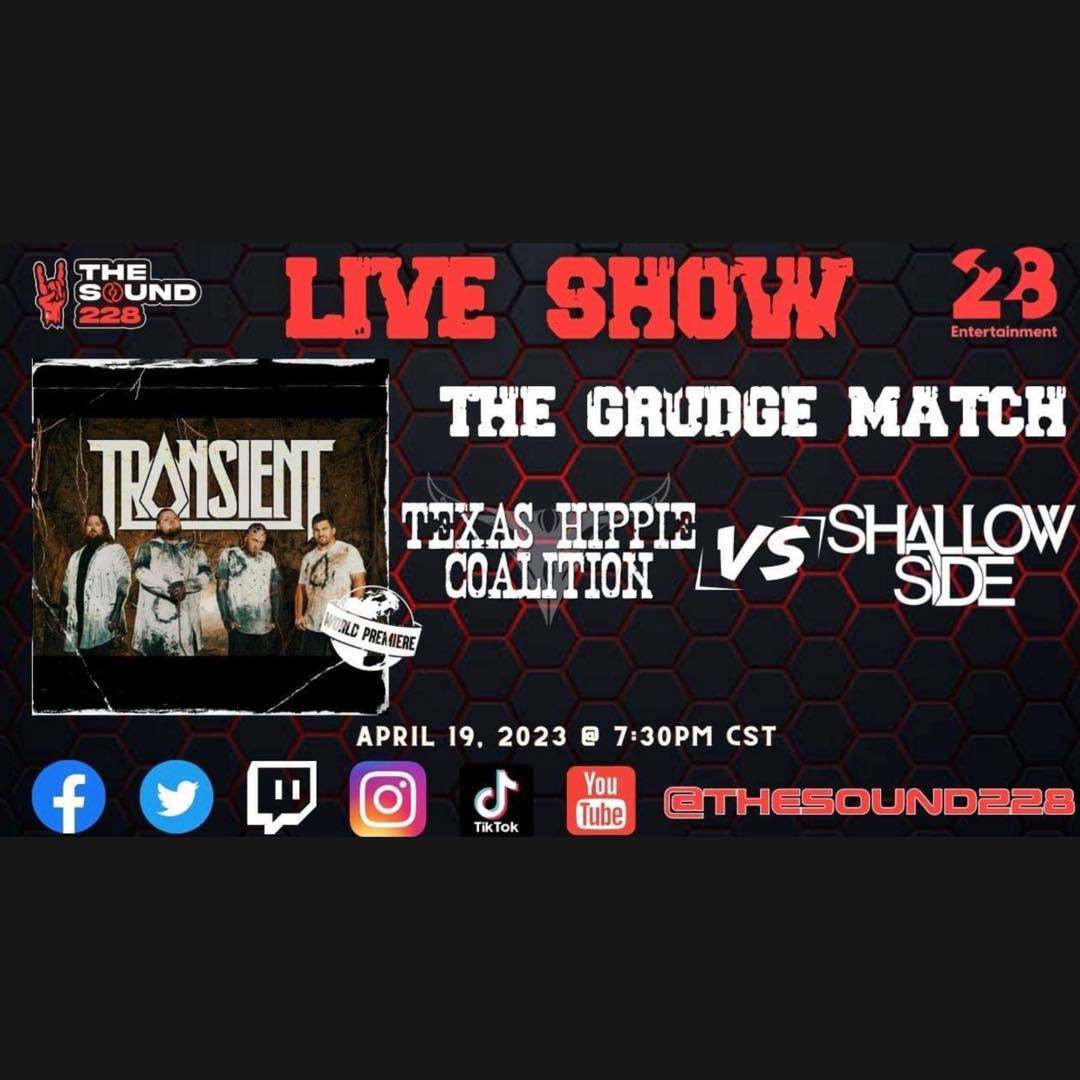 The Sound (@thesound228) on Twitter photo We are LIVE this Wednesday, April 19th at 7:30pm CST with <a href="/transient_nola/">Transient</a>! Join us as we world premier their brand-new track from their upcoming EP before it drops to the masses. Our Grudge Match will feature <a href="/THCOfficial/">Texas Hippie Coalition</a> versus <a href="/shallowsideband/">Shallow Side</a>.
#thesound228 #rockpodcast We are LIVE this Wednesday, April 19th at 7:30pm CST with <a href="/transient_nola/">Transient</a>! Join us as we world premier their brand-new track from their upcoming EP before it drops to the masses. Our Grudge Match will feature <a href="/THCOfficial/">Texas Hippie Coalition</a> versus <a href="/shallowsideband/">Shallow Side</a>.
#thesound228 #rockpodcast