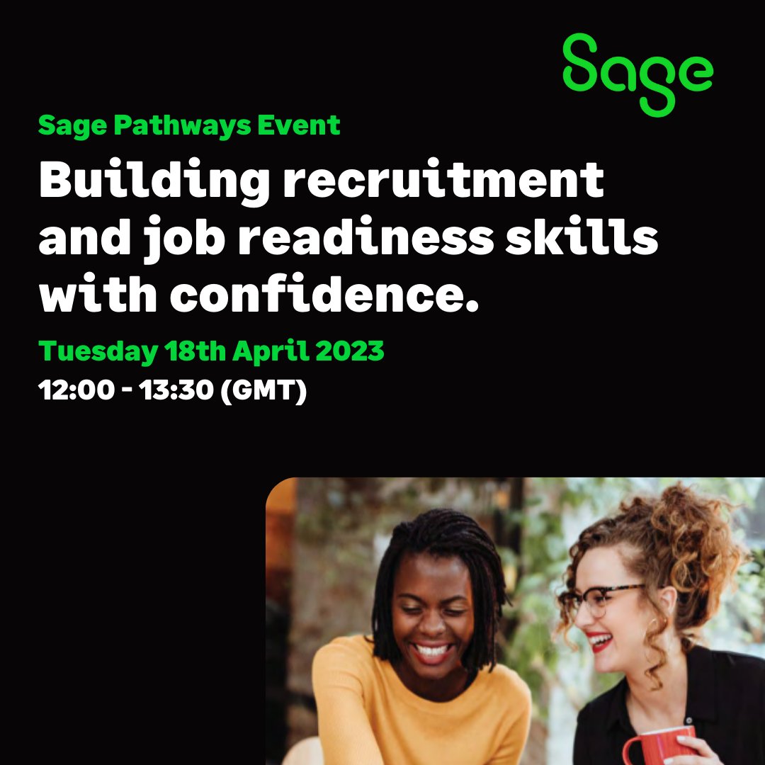 Looking to return to work after a break or start a new career? In need of building your recruitment and work readiness skills? <a href="/sageuk/">Sage UK</a> have got your back!

Register for their online event on 18th April at buff.ly/3mvrUbx

#LifeAtSage #CareerDevelopment #CareerPlanning