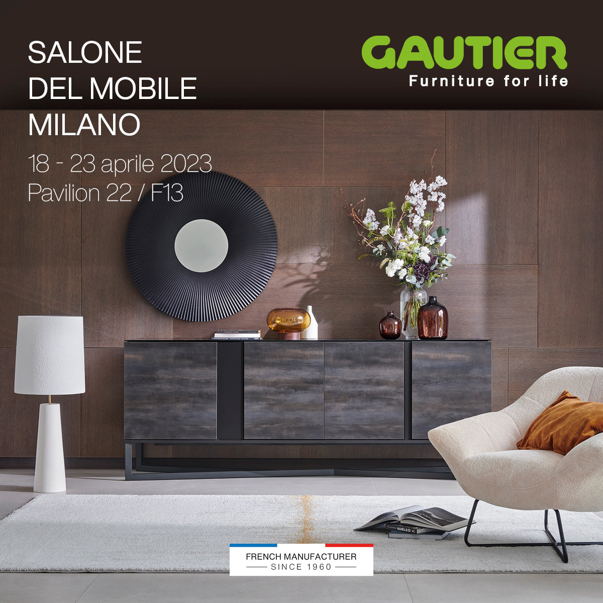 Andiamo tutti a MILANO ! Dès demain, retrouvez toute la #GautierTeam sur le 1er salon mondial du design avec de nouvelles créations de meubles #madeinFrance. L'occasion également de partager nos engagements RSE "+ que du vert" et notre politique d'éco-conception. #SaloneDelMobile