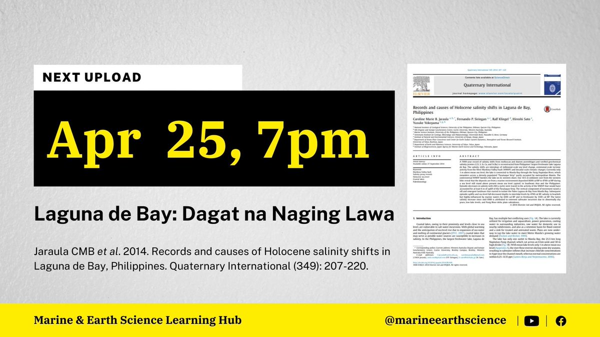 pcmflores19's tweet image. Pag-uusapan naman natin sa susunod na linggo kung paano naging importante ang West Marikina Valley Fault sa pagbuo ng Laguna de Bay #scicomm #pinoyscientists #sciencechatph