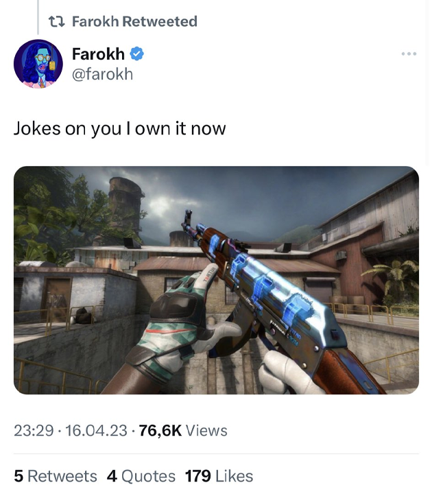 ohnePixel's tweet image. jpeg collectors trying to compare csgo skins to nfts has to be the most braindead thing on this app 💀