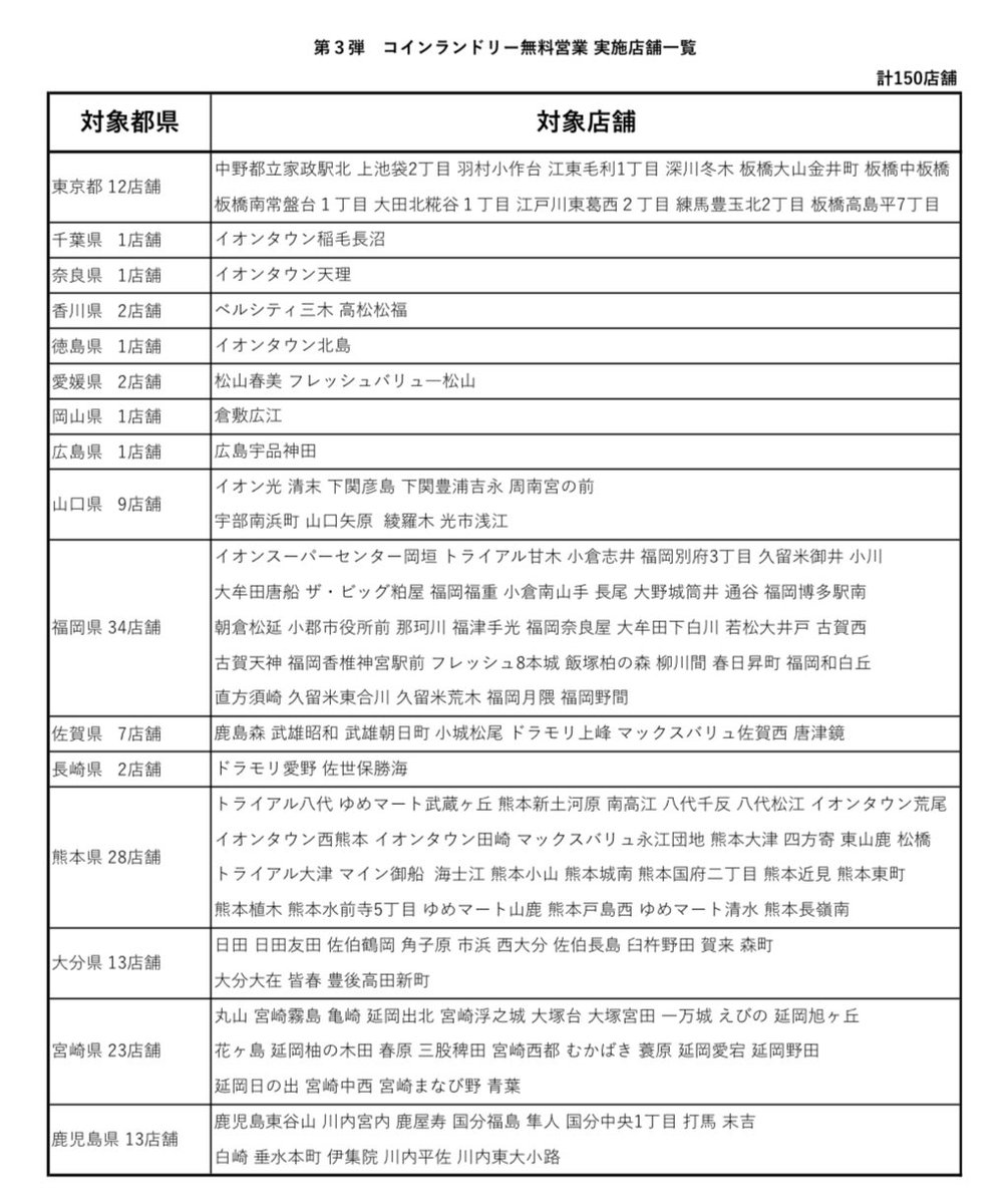 こじまま🌈お得収集癖👻 on Twitter "WASHハウス無料再来！ 4/214/23 対象店舗なんと150店舗🥺💞 WASHハウス