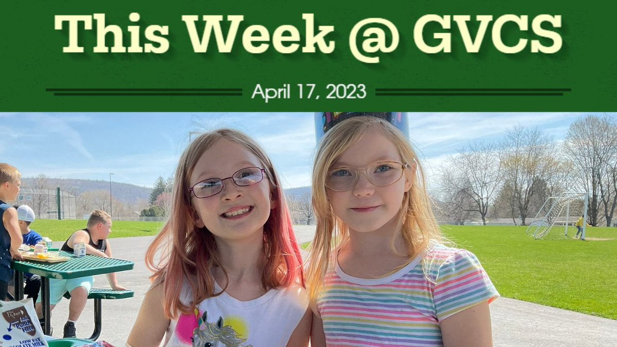 GenValleyNews's tweet photo. Here's your GV News for the Week of April 17...

✅ Odyssey of the Mind teams go to States!
✅ Seniors of the Week: Matthew B, Martin B, and Landon B
✅ Staff Spotlight: Mrs. Turybury
✅ GV Food Stand sign-ups
✅ Job Openings at GVCS

Read more at https://t.co/hZhUbvov62. https://t.co/mz456BjcAm