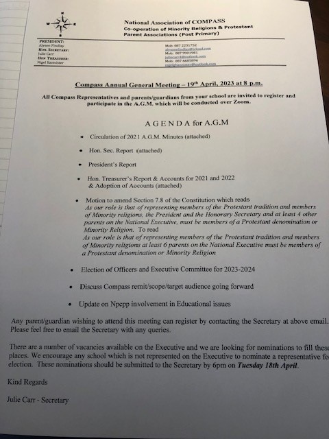 THEHSDPA's tweet photo. @hsdnews FYI Parents/Guardians. Compass Annual General Meeting – 19th April, 2023 at 8 p.m. https://t.co/KQhWNMREJk