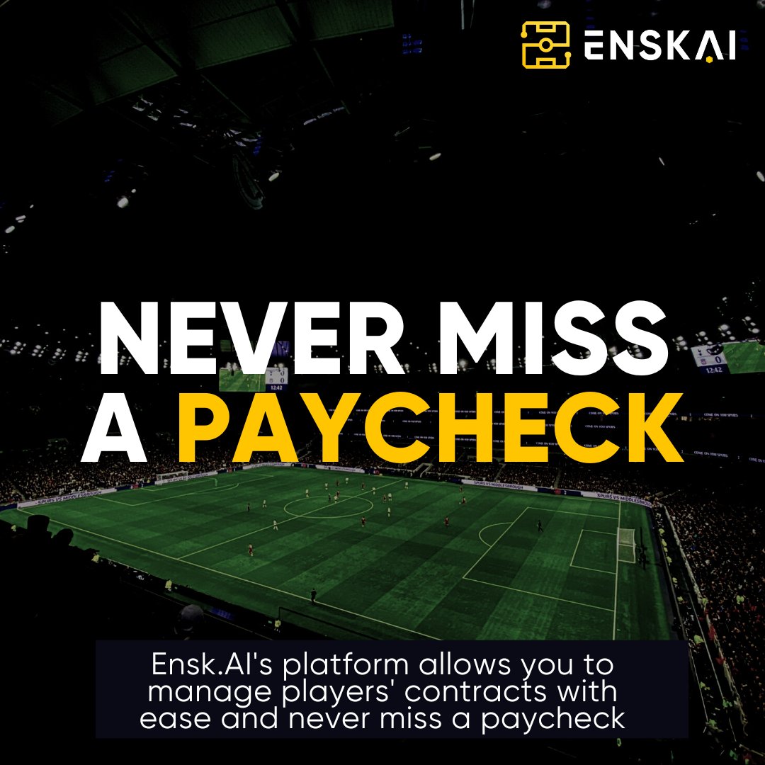 Ensk.AI is the ultimate solution for football agents. With our innovative platform, you'll never miss a paycheck and always stay up-to-date with the latest industry news. Join our community and succeed in the competitive football industry! #FootballAgents #Players