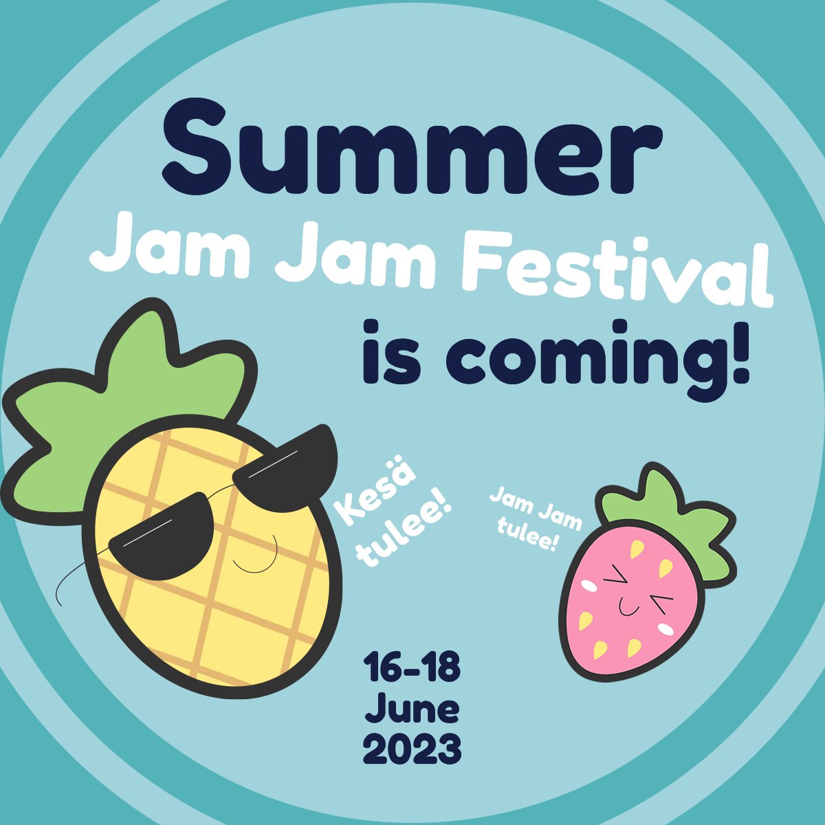 Summer is coming and so is Jam Jam 2023! 🌞🎮 Catch your tickets on EventBrite: jamjam2023.eventbrite.fi
 
📅 Jam Jam Festival on 16-18 June 2023
✨ Volunteer applications: forms.gle/wz9v9P2NL2Trjg…
 
#JamJam2023 #JamJamFestival #GameJam #indiedev #FinnishGameJam