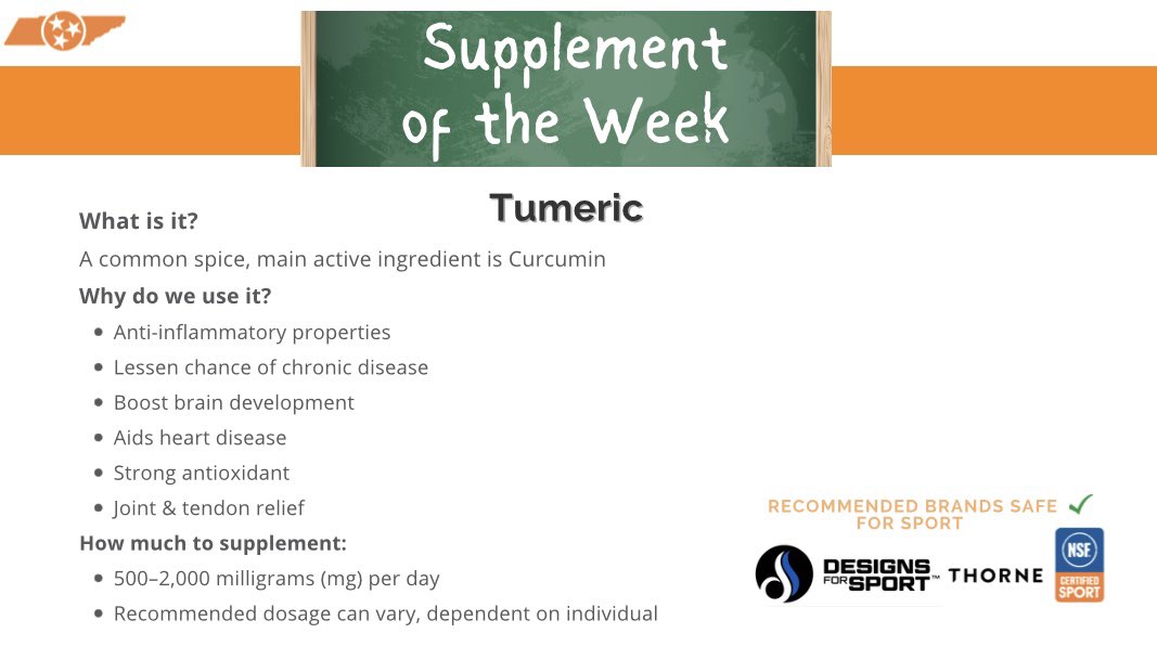 SOTW: Tumeric 

#VolNutrition #RockyTopFuel #GoVols #SOTW