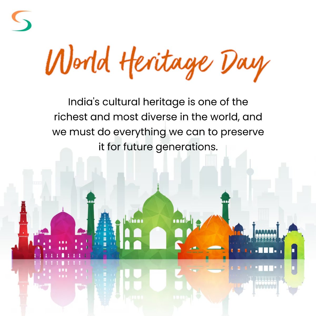 'World Heritage Day is a reminder of the value and significance of our cultural heritage. Let's pledge to preserve it for future generations!'

World Heritage Day

Symphony Infotech

#WorldHeritageDay #CulturalHeritage #PreserveOurPast #HeritageSites #UNESCO #GlobalHeritage
