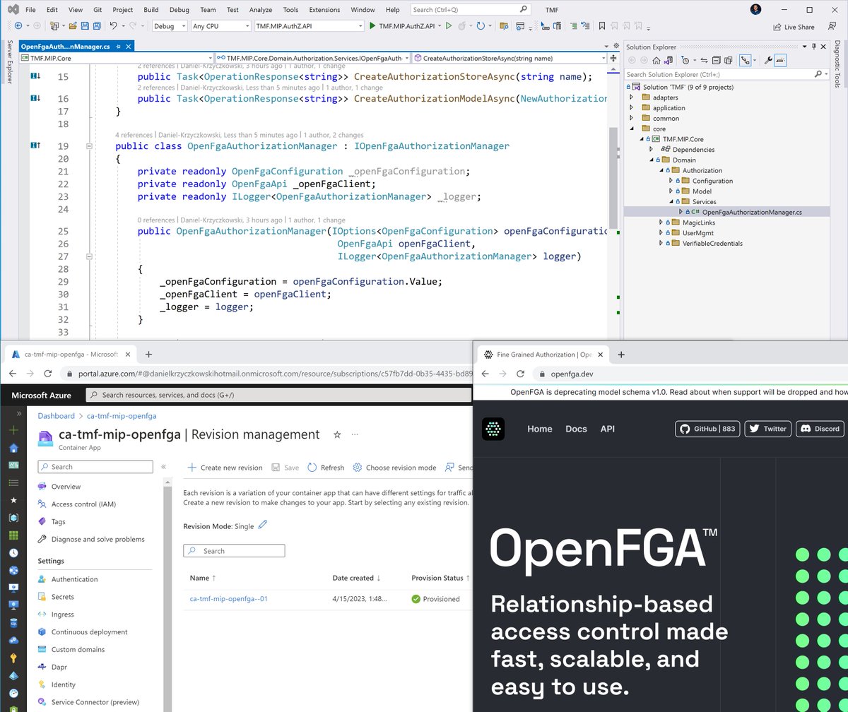 DKrzyczkowski's tweet image. Working on the next video from the Modern Identity series. Hosting #OpenFGA in the #Azure cloud using #AzureContainerApps to handle granular authorization in the applications secured by Microsoft Identity Platform.
Hopefully video will be released this week!
#azuread #MVPBuzz