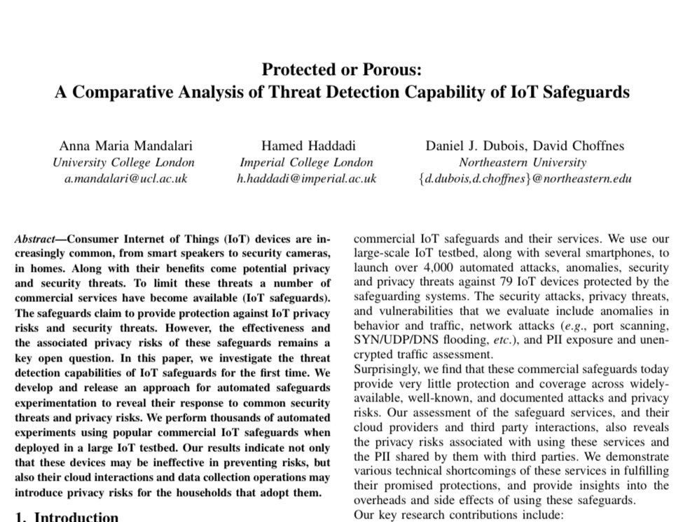 Anna Maria Mandalari ๐ฆ (@ammandalari) on Twitter photo Our <a href="/IEEESSP/">IEEE S&P</a> paper on IoT safeguards is out! Check paper, data & code here: iotrim.github.io/safeguards.html
See you all in San Francisco in May ๐ฅณ๐ฉโ๐ป๐ฆ
<a href="/realhamed/">Hamed</a> <a href="/DanielJDubois/">Daniel J. Dubois ๐ฎ๐น</a> <a href="/proffnes/">David Choffnes</a>
<a href="/imperial_isst/">Institute for Security Science & Technology (ISST)</a> <a href="/ucleeenews/">UCL EEE</a> <a href="/UCL_ICCS/">Communications & Connected Systems at UCL</a> Our <a href="/IEEESSP/">IEEE S&P</a> paper on IoT safeguards is out! Check paper, data & code here: iotrim.github.io/safeguards.html
See you all in San Francisco in May ๐ฅณ๐ฉโ๐ป๐ฆ
<a href="/realhamed/">Hamed</a> <a href="/DanielJDubois/">Daniel J. Dubois ๐ฎ๐น</a> <a href="/proffnes/">David Choffnes</a>
<a href="/imperial_isst/">Institute for Security Science & Technology (ISST)</a> <a href="/ucleeenews/">UCL EEE</a> <a href="/UCL_ICCS/">Communications & Connected Systems at UCL</a>