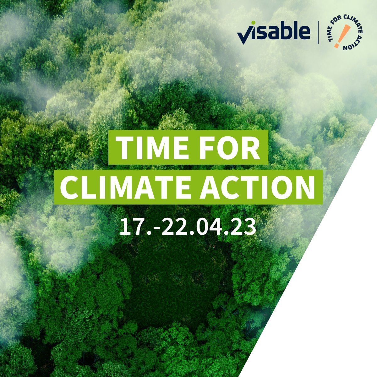 It’s time for Climate Action! During the @timeforclimateaction week from 17th to 22nd April, we’re stepping up to tackle climate change together with 400 other companies from Europe. 

Read more about our initiatives: visable.com/.../our.../tim… 

#climate #earthweek #lfca