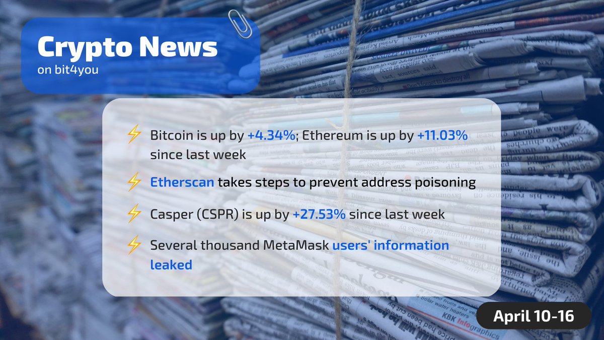 🚨 📣 ALERT: Last week in the crypto world:

#cryptonews #metamask #ethereum #cspr