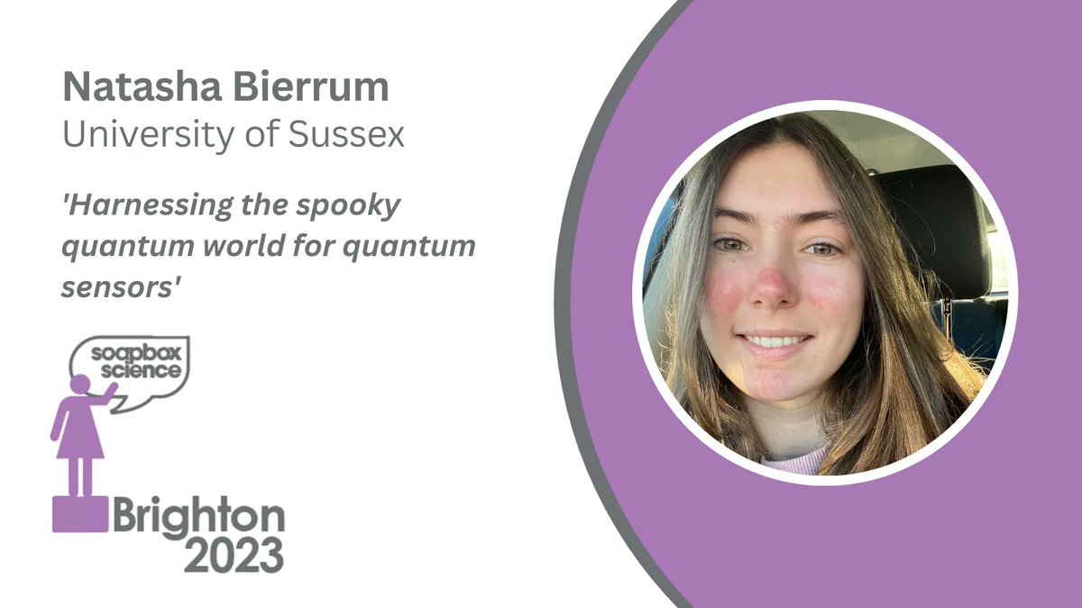 🚨 Our next speaker🗣️ is Natasha Berrum <a href="/NBierrum/">Tash Bierrum</a>, a fourth year PhD student at the University of Sussex, researching ultra- cold atoms for quantum sensing. ⚛️