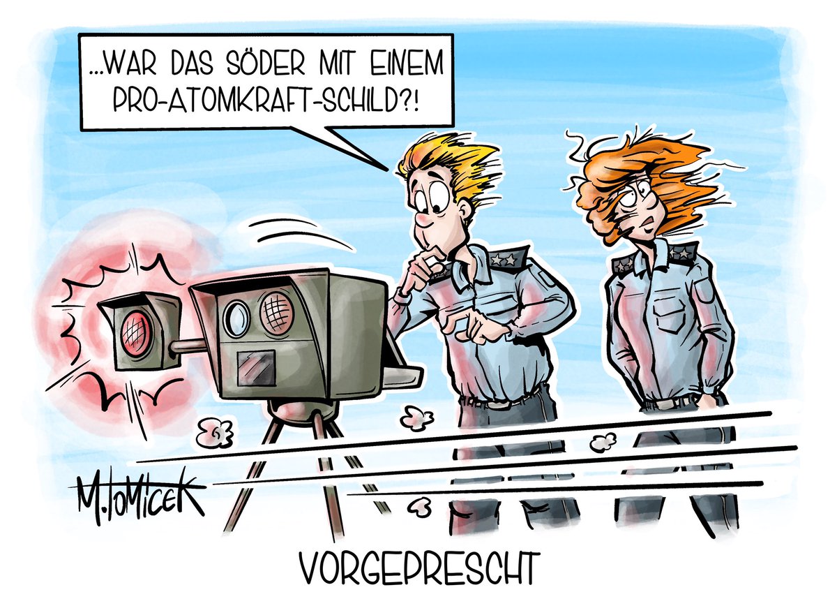 #BlitzerMarathon.
#Söder will bayerisches #Akw in Landesregie weiterbetreiben.

#Blitzer #Verkehrskontrolle #MarkusSöder #Atomkraft #atomaustieg #Atomenergie #Atomkraftwerke #Karikatur