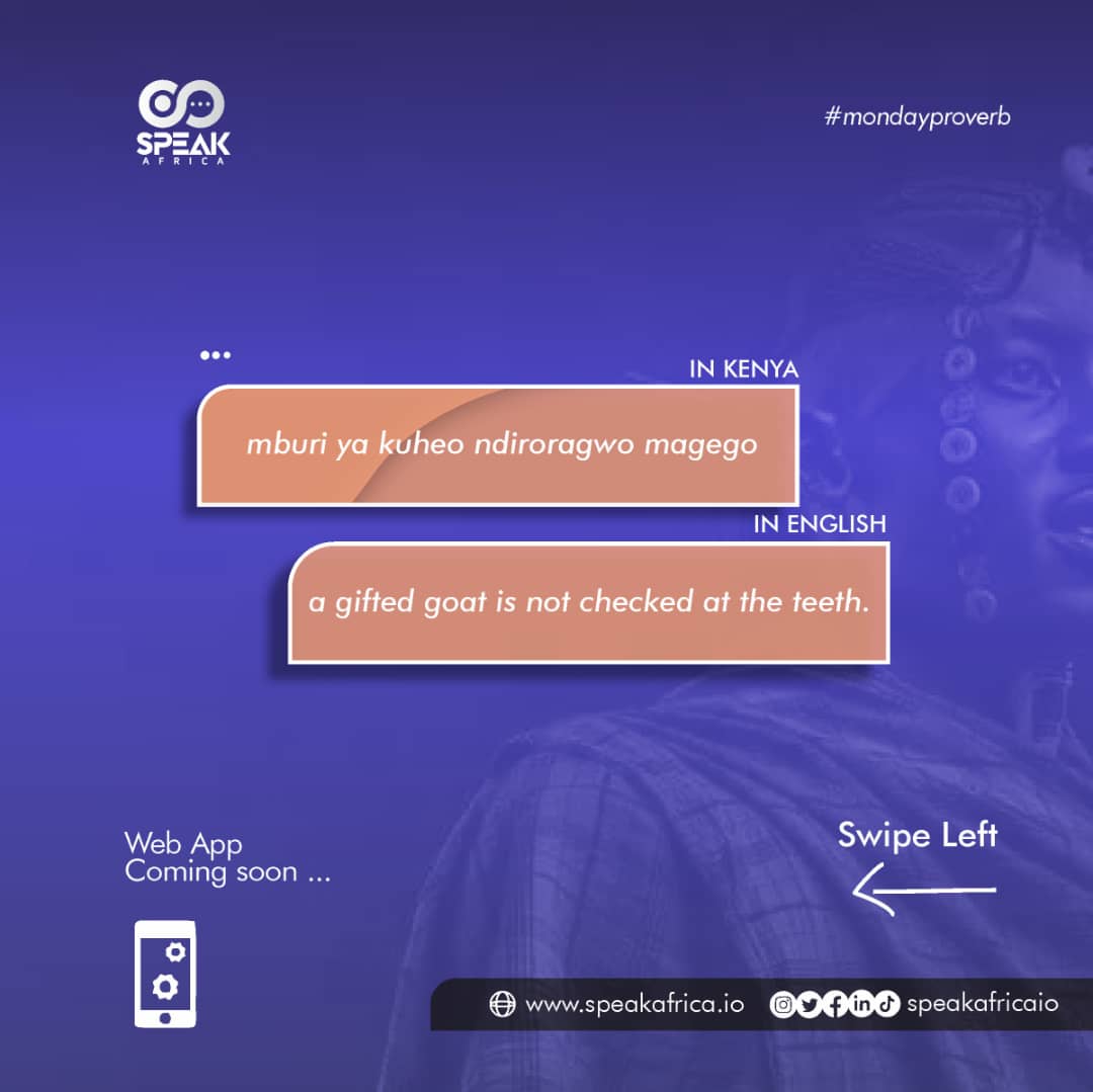 speakafricans's tweet photo. Exploring a Kenyan proverb: "A gifted goat is not checked at the teeth" highlights the importance of appreciation without criticism. Lets embrace gratitude and generosity in our daily lives
#africanlanguage #africa #learnalanguage #language #culture #africanculture #KenyanProverb https://t.co/ZcElMVriqe