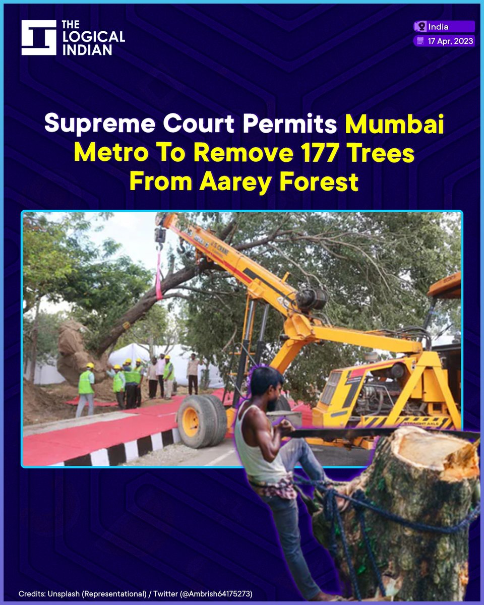 The Supreme Court permitted on Monday (April 17) the Mumbai Metro Corporation limited to 177 trees from the Aarey forest and said a stay on tree felling will lead to the “project being halted.” 

#MumbaiMetro  #AareyForest  #SupremeCourt